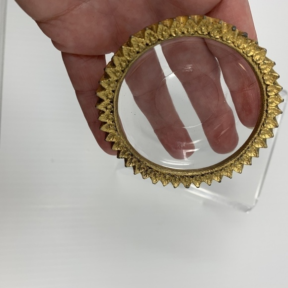 Vintage Ring Dish Sunflower Clear & Gold Catchall Trinket Jewelry - Picture 8 of 8